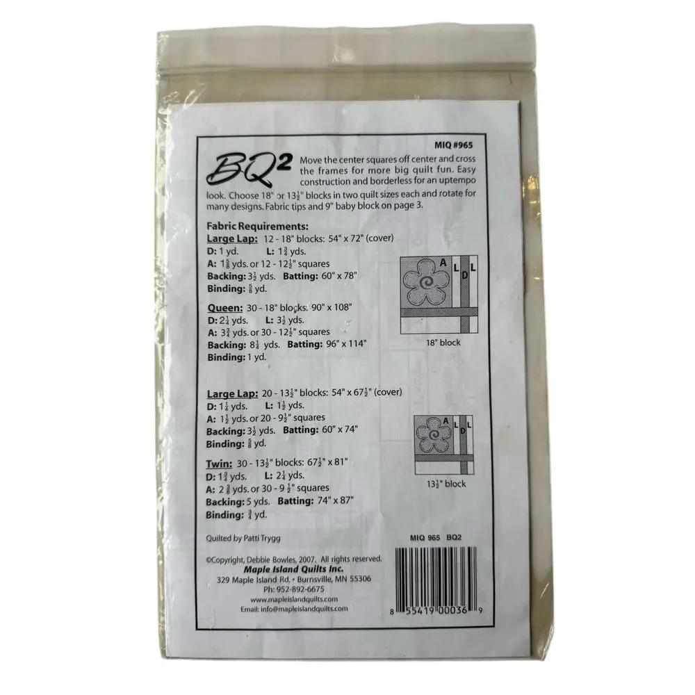 MAPLE ISLAND QUILTS BQ2 Quilting Pattern Geometric Lap Twin Queen Size